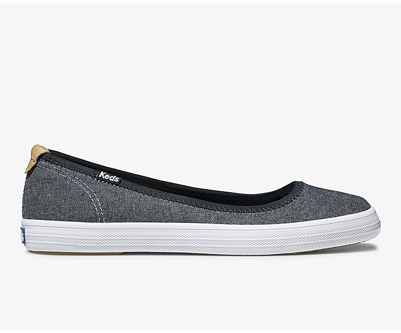 Keds Womens Navy Slip On Shoes - Keds Bryn Chambray 103MDCRJB